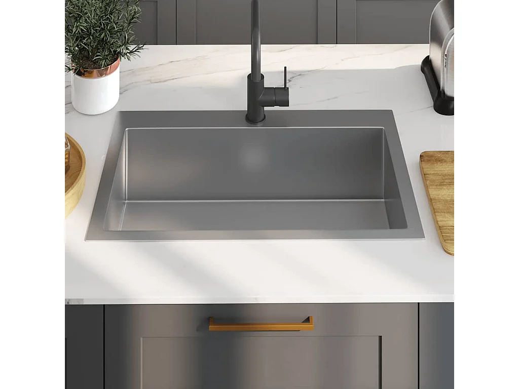 Fregadero de cocina hecho a mano de acero inoxidable