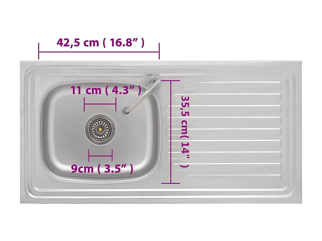 Fregadero de camping individual con grifo de acero inoxidable