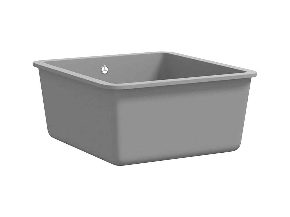 Granieten keukenspoelbak met enkele kom, grijs