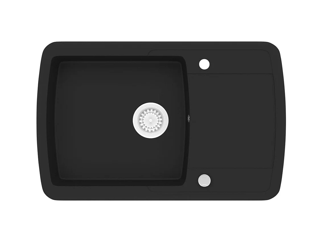 Zwarte granieten spoelbak met één kom