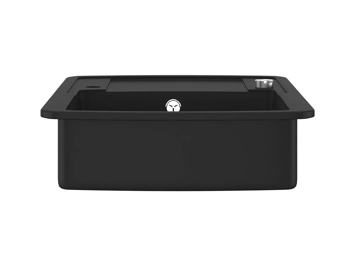 Zwarte granieten spoelbak met één kom