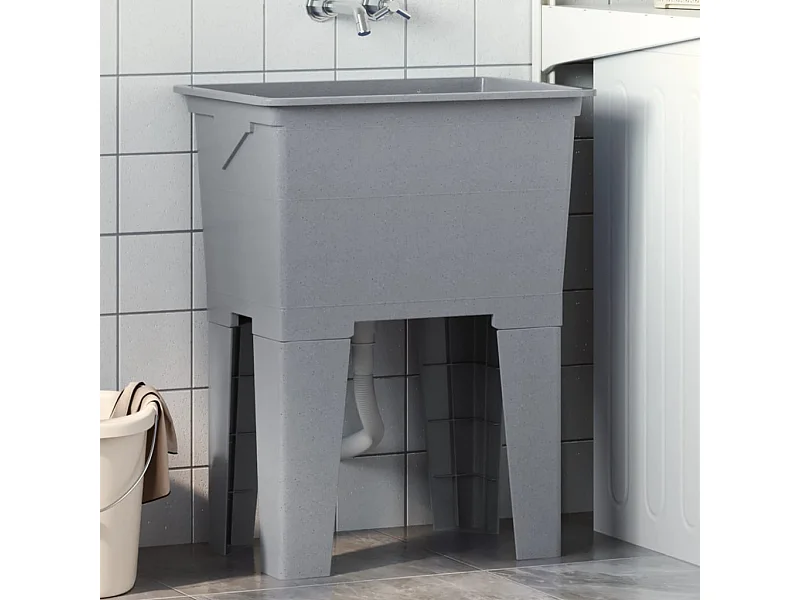 Bac à linge gris 59x41x75 cm résine