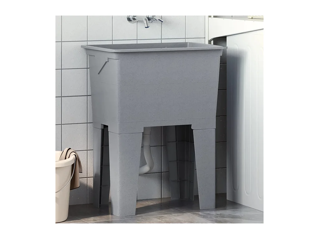 Bac à linge gris 59x41x75 cm résine