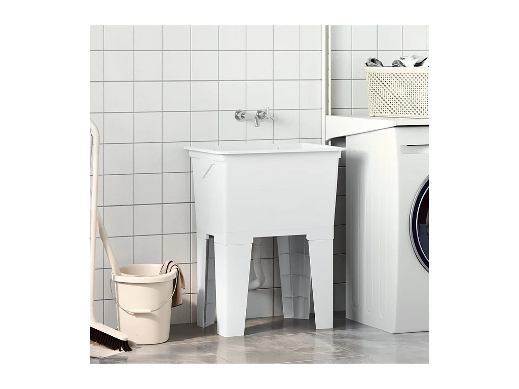 Bac à linge blanc 59x41x75 cm résine