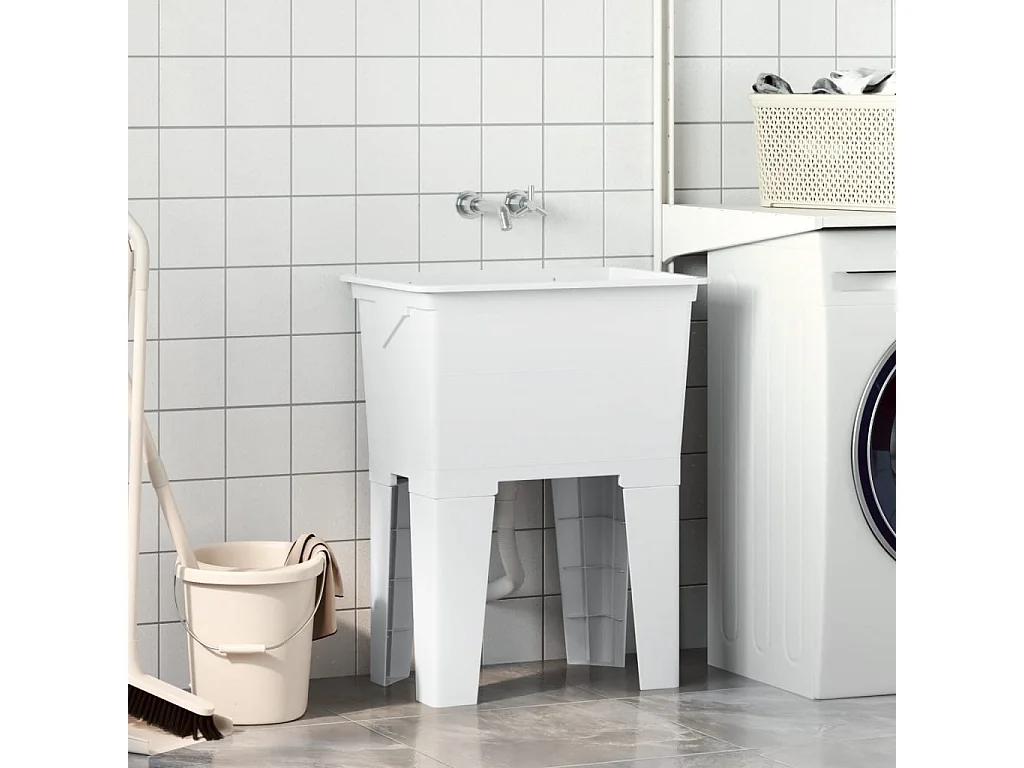 Witte wasmand 59x41x75 cm hars