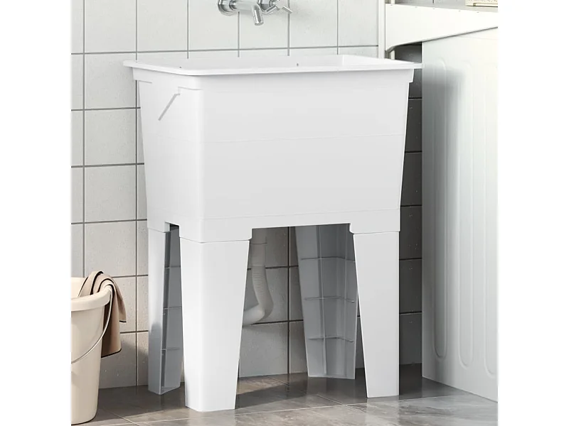 Bac à linge blanc 59x41x75 cm résine