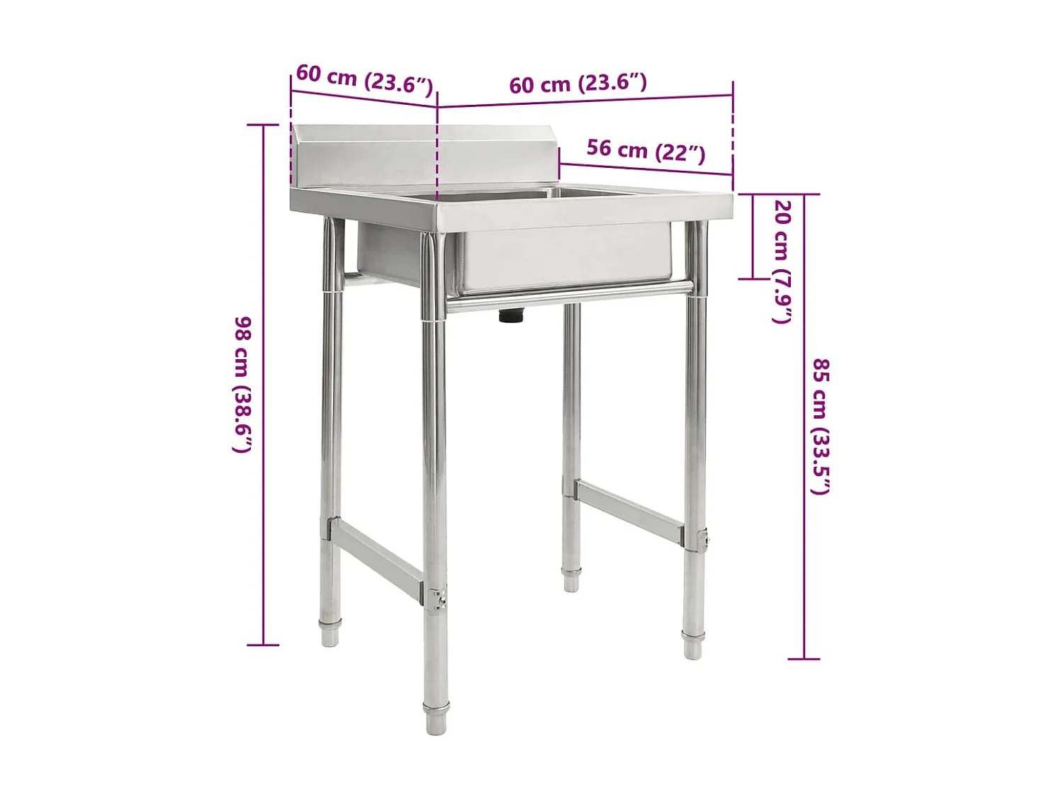 Keukenspoelbak Enkele spoelbak Roestvrij staal