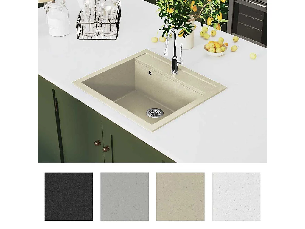 Granieten keukenspoelbak enkele spoelbak beige