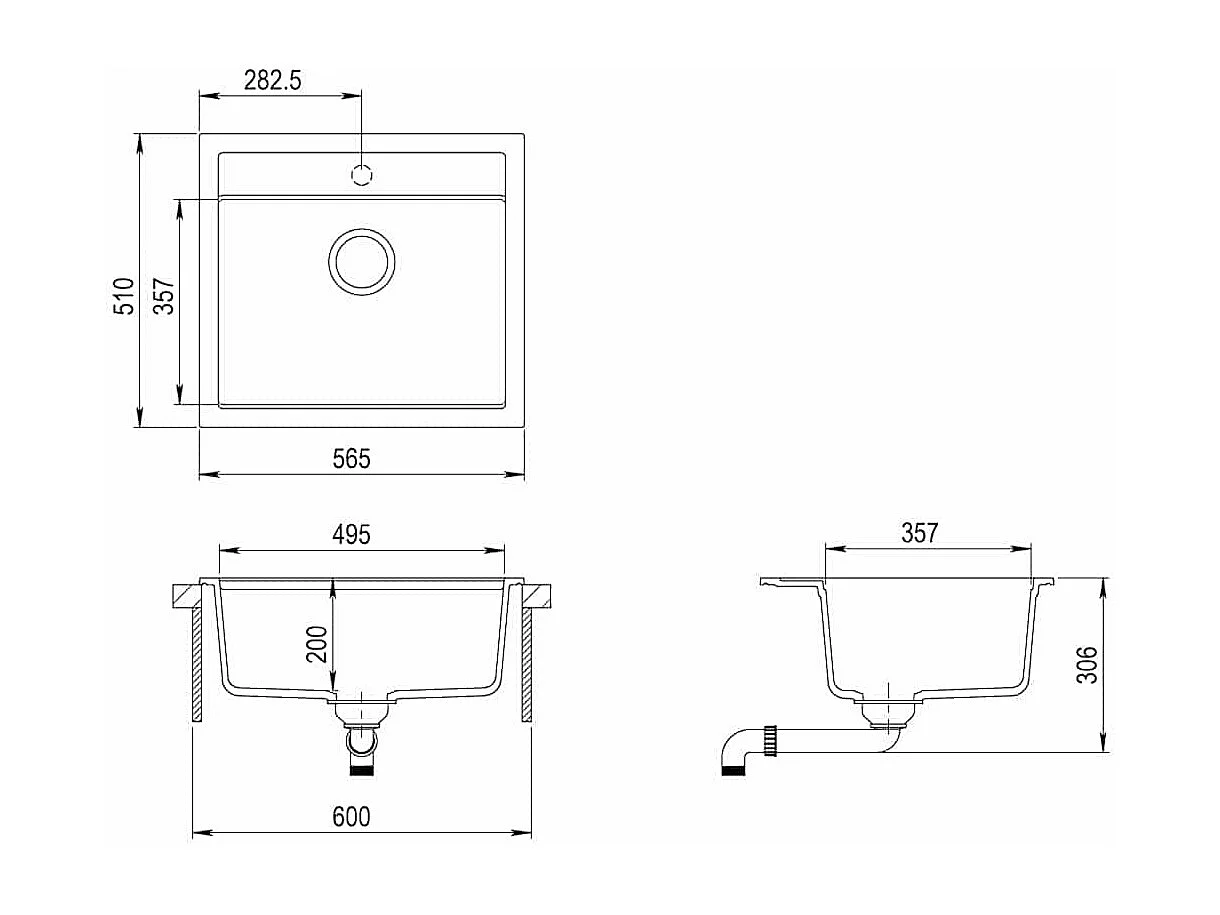Évier de cuisine Granit Seul lavabo Beige