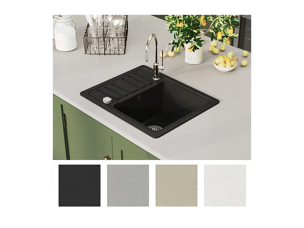 Schwarzes Einzelbecken-Spülbecken aus Granit