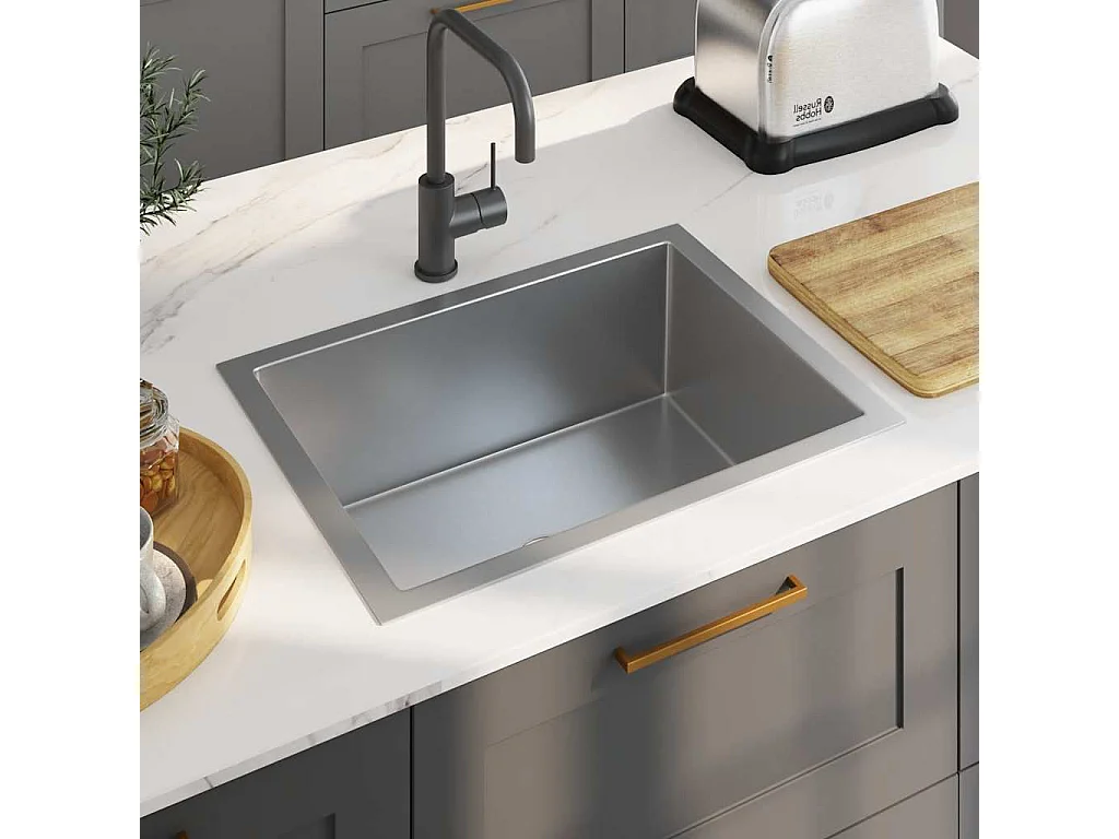 Fregadero de cocina hecho a mano de acero inoxidable