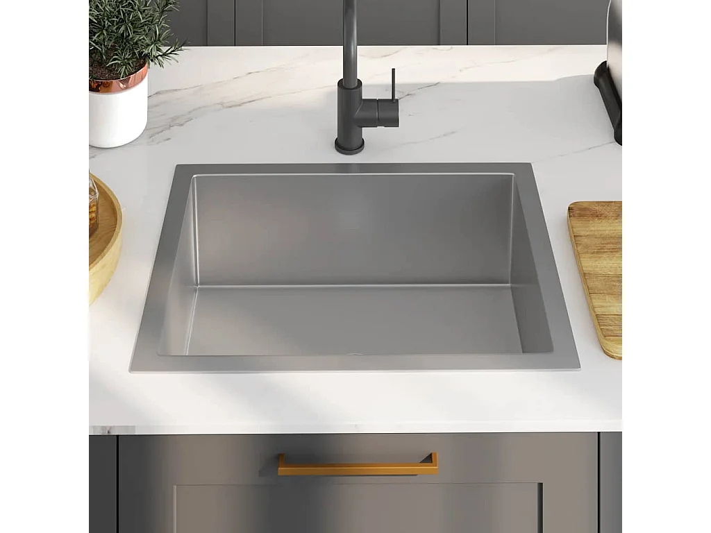 Fregadero de cocina hecho a mano de acero inoxidable