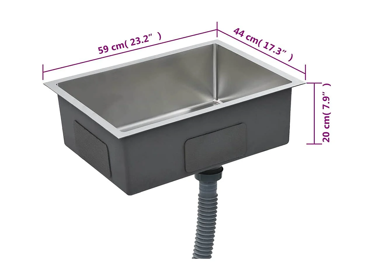 Fregadero de cocina hecho a mano de acero inoxidable