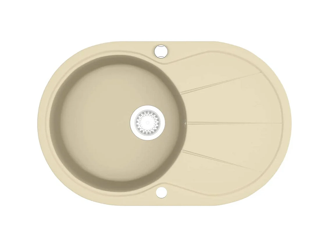 Granieten keukenspoelbak, enkele ovale beige wastafel