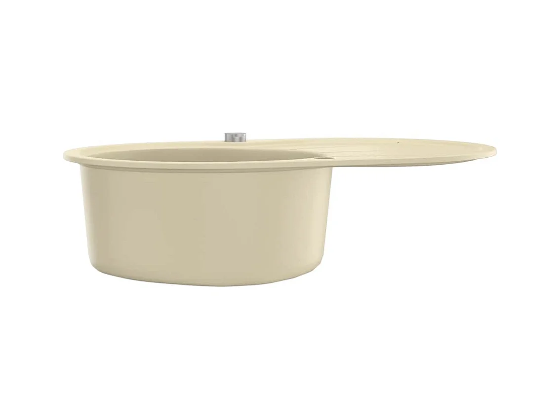 Granieten keukenspoelbak, enkele ovale beige wastafel