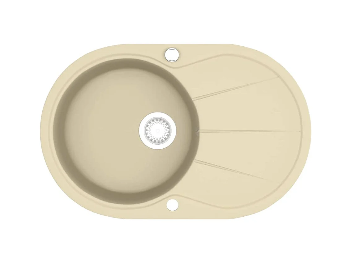 Granieten keukenspoelbak, enkele ovale beige wastafel