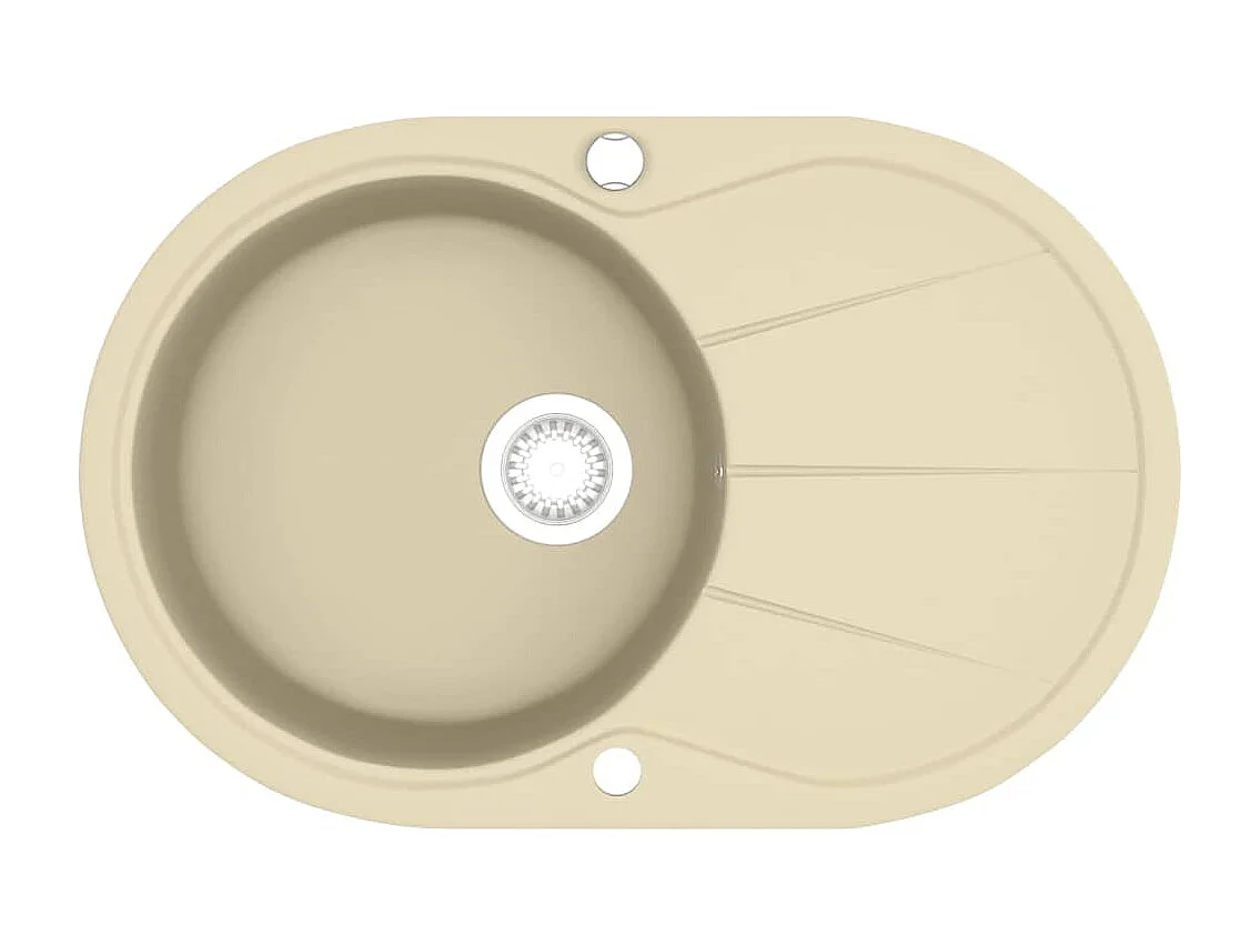 Fregadero de cocina de granito individual ovalado beige