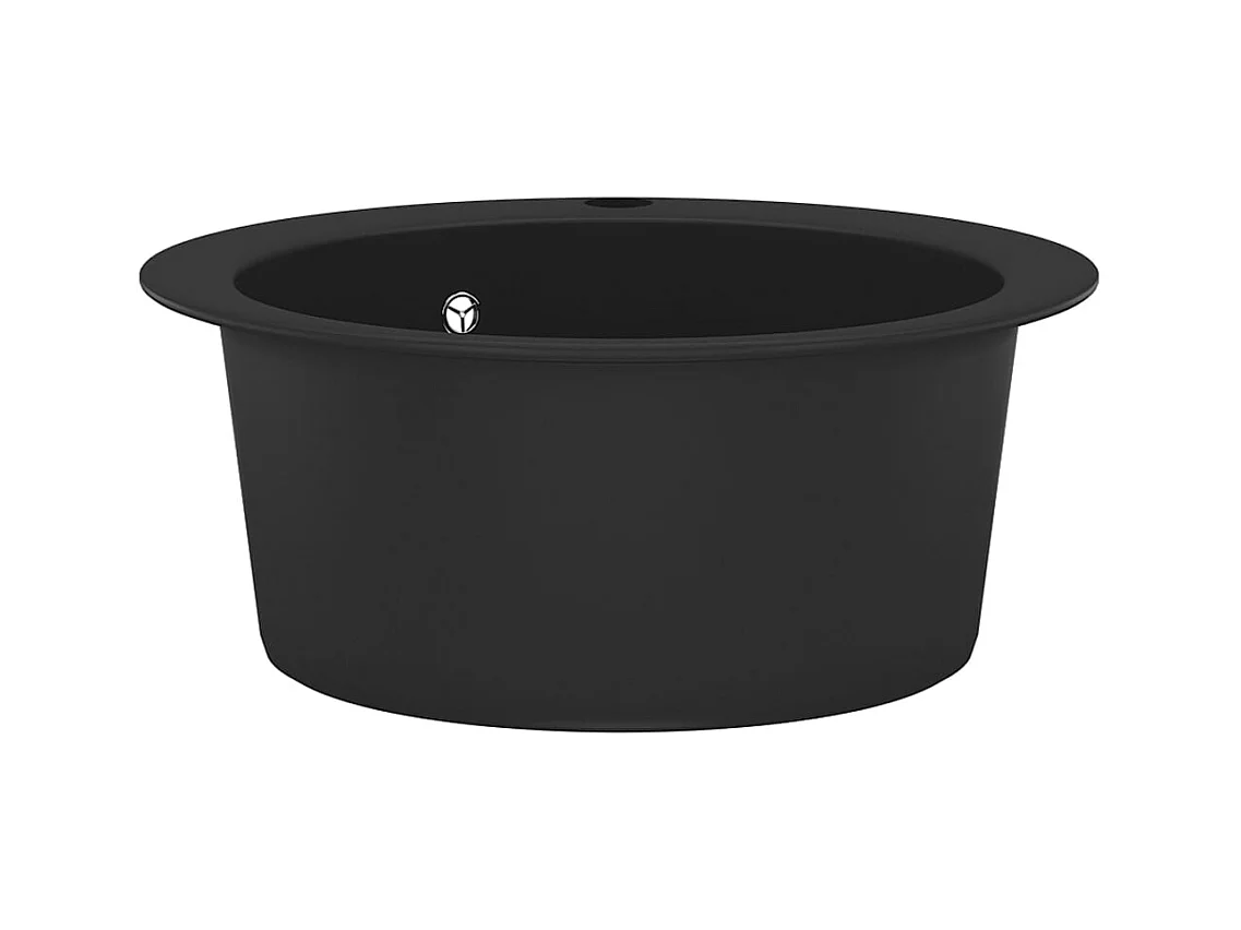 Granitspüle Einzelbecken rund schwarz