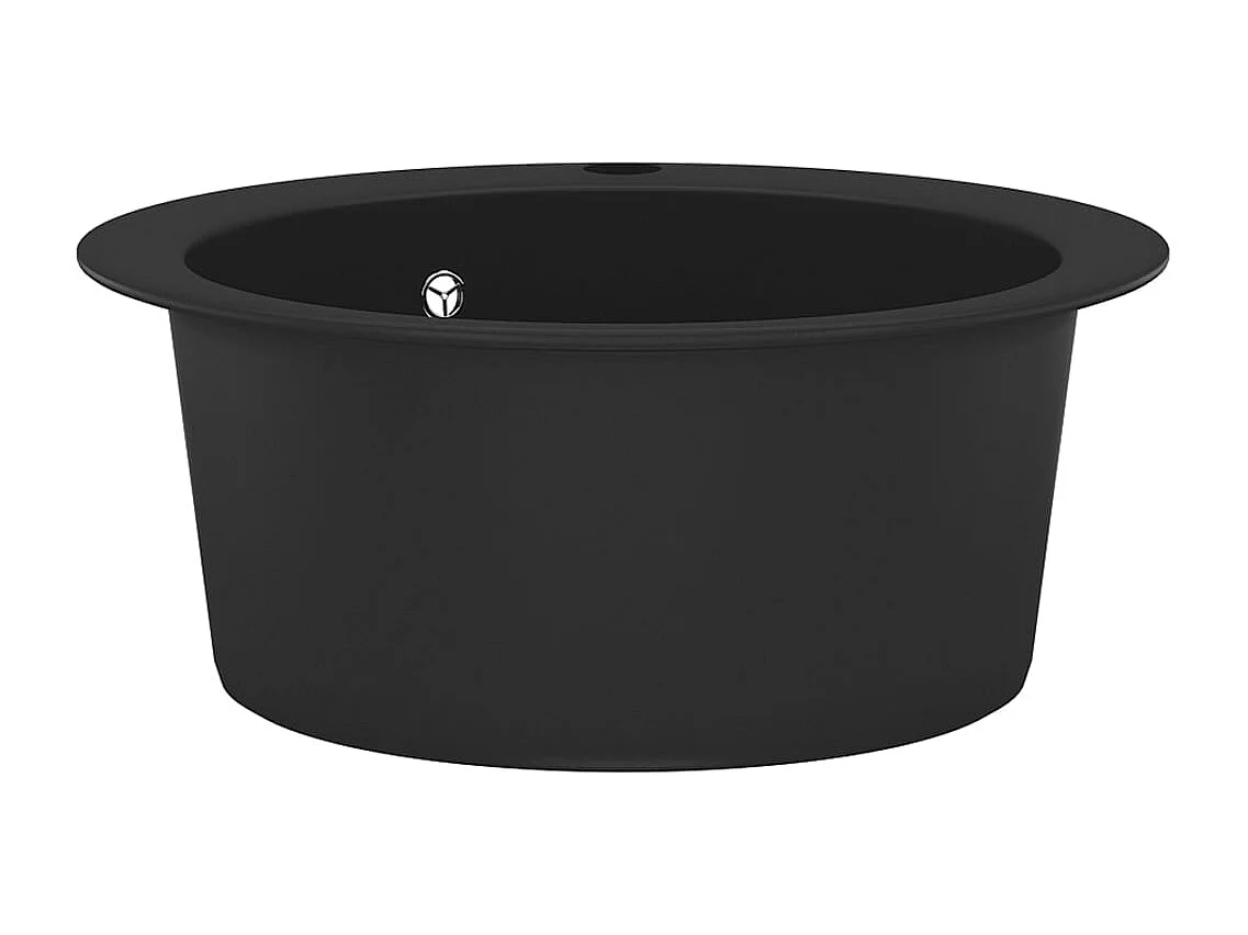 Évier de cuisine en granit Bac unique Rond Noir