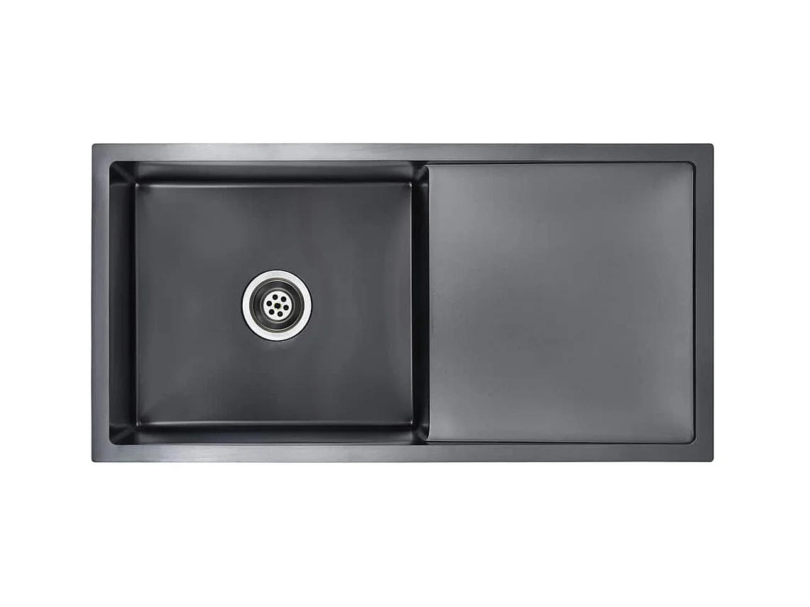 Handgefertigte Küchenspüle aus schwarzem Edelstahl