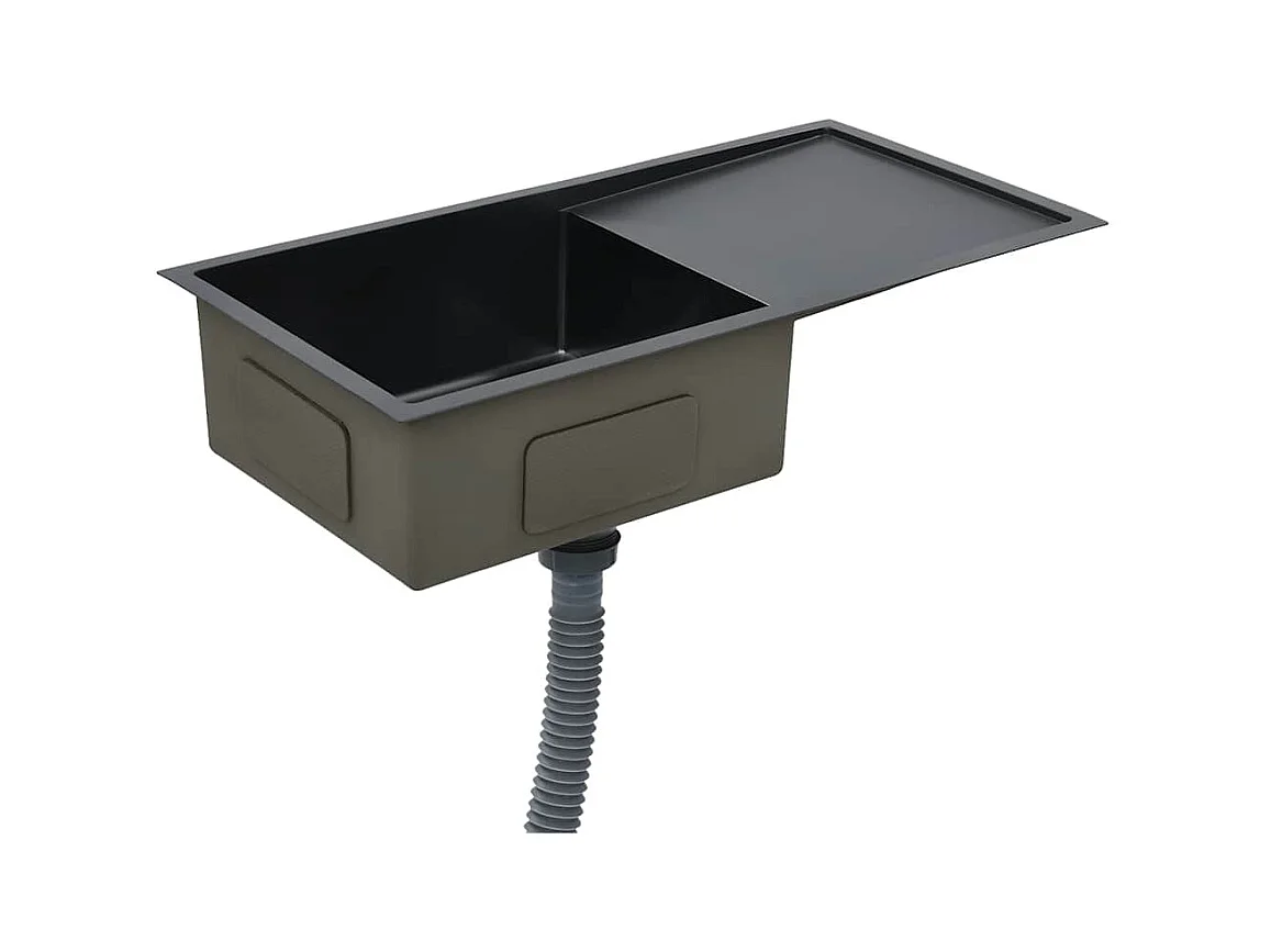 Handgefertigte Küchenspüle aus schwarzem Edelstahl