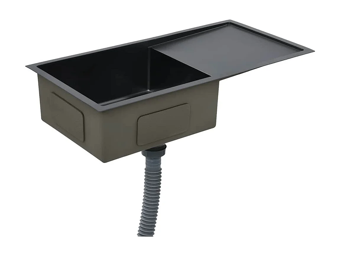 Lavello da cucina fatto a mano in acciaio inossidabile nero