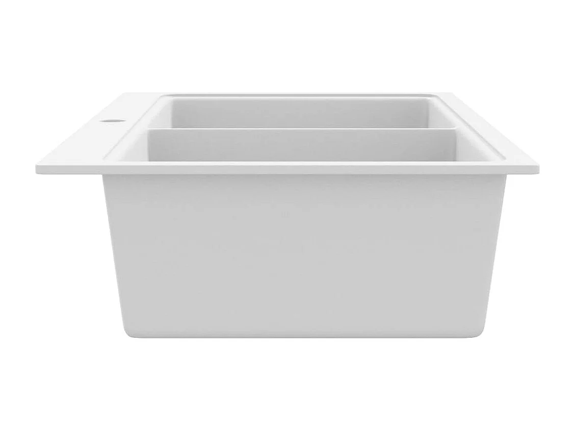 Fregadero de cocina bajo encimera de granito blanco crema con doble cubeta