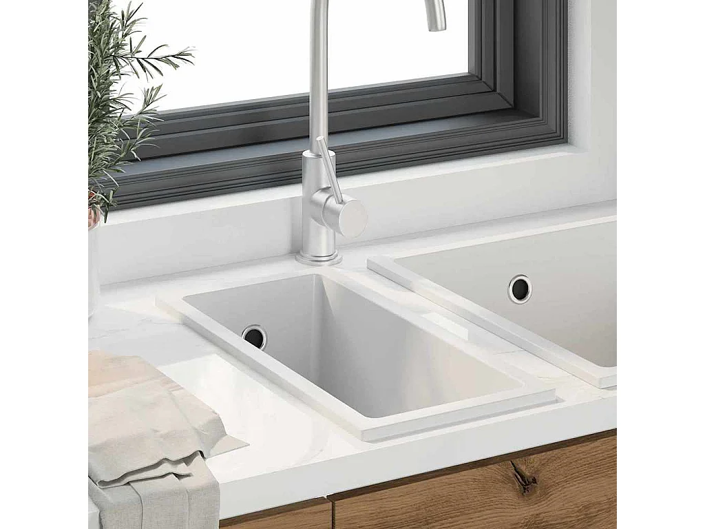 Witte keukenspoelbak 21 x 44 x 14 cm Graniet