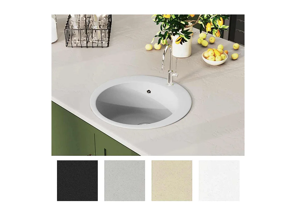 Évier de cuisine Granit Rond Blanc