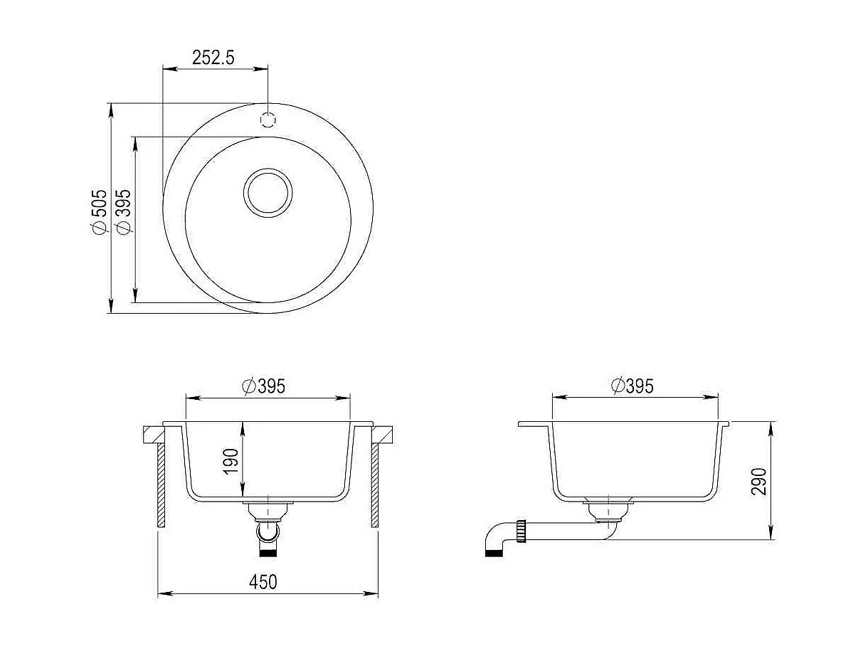 Évier de cuisine Granit Rond Blanc