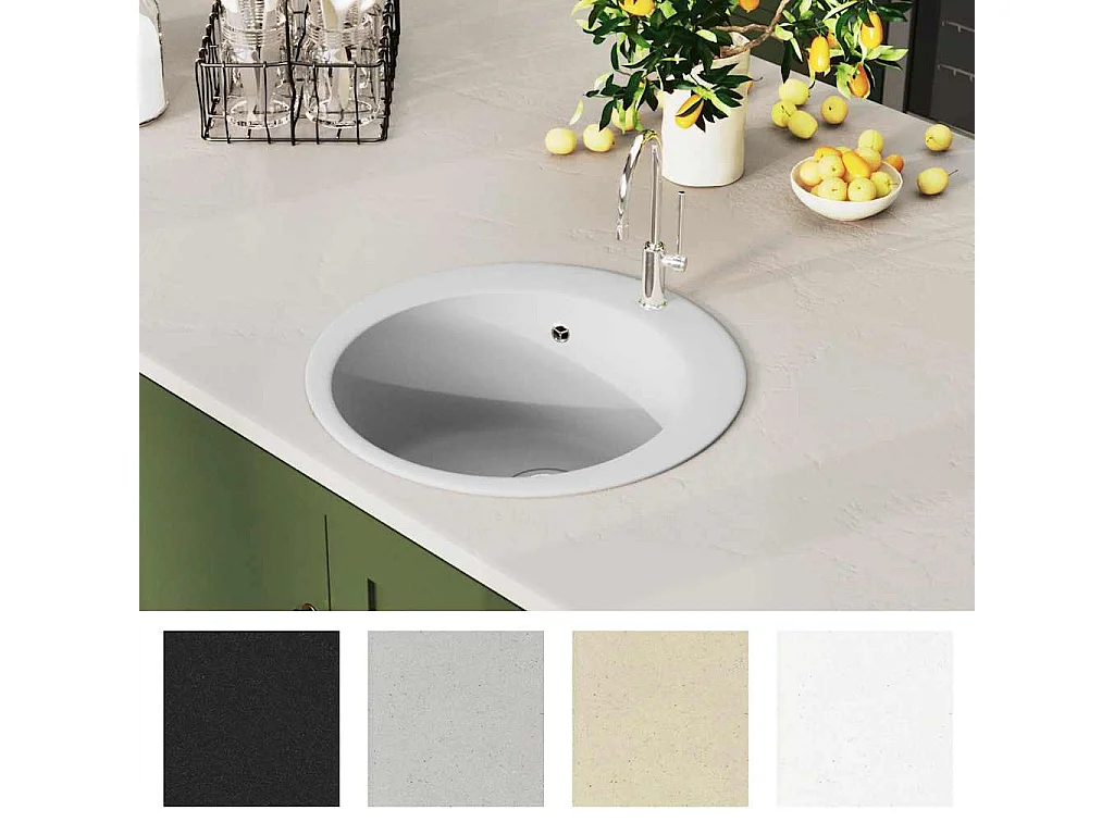 Witte ronde granieten keukengootsteen