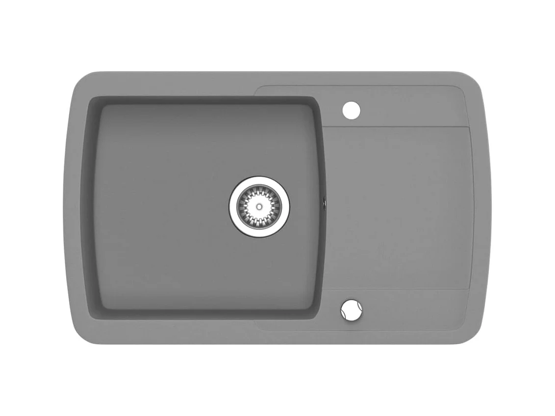 Fregadero de cocina de granito de un solo tazón gris