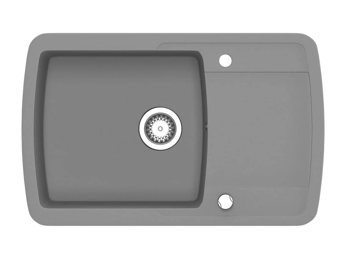 Fregadero de cocina de granito de un solo tazón gris