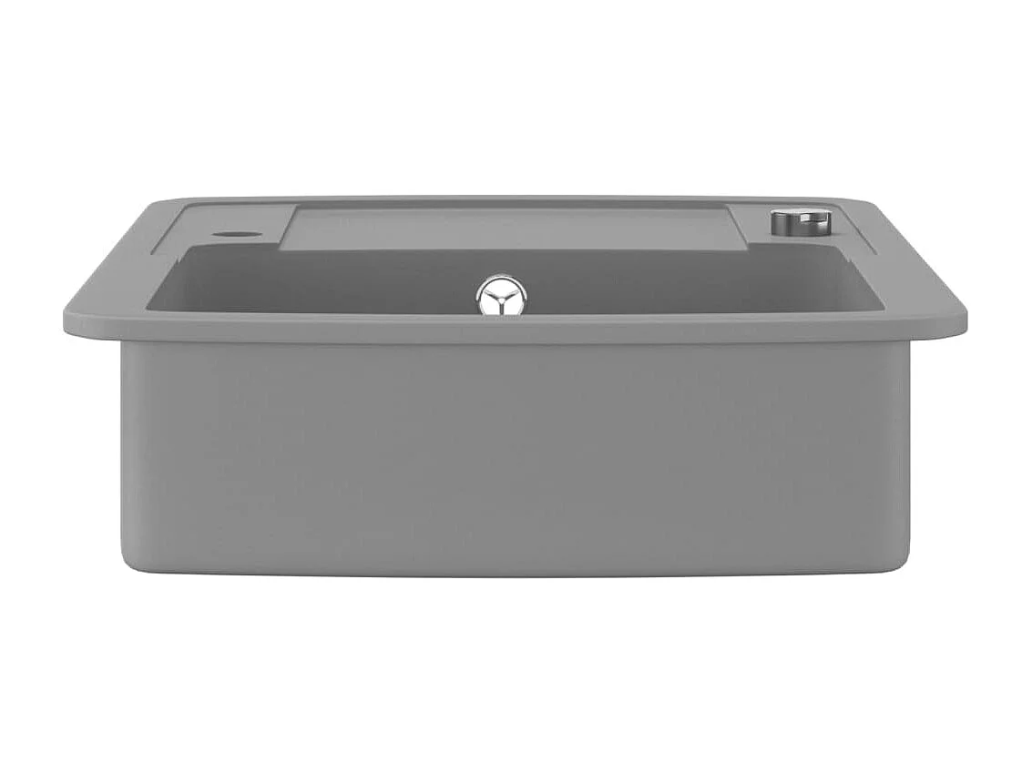 Fregadero de cocina de granito de un solo tazón gris