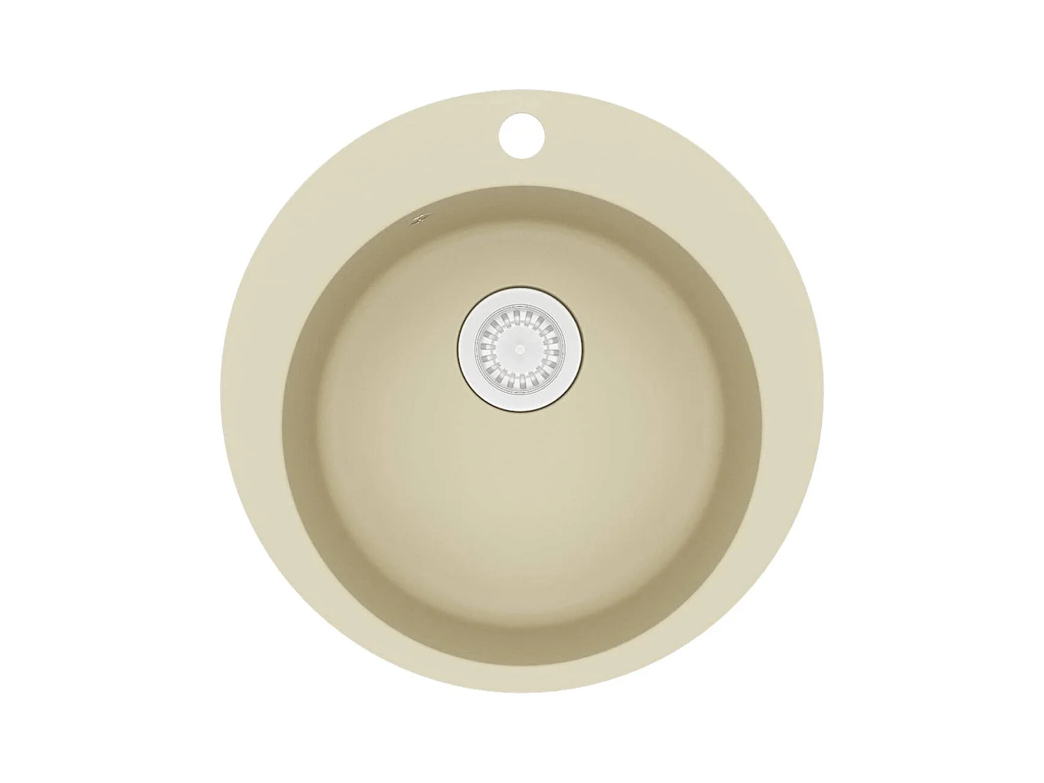 Granieten keukenspoelbak met enkele bak, rond, beige