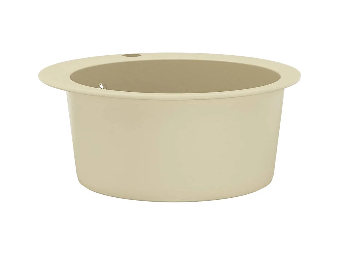Granieten keukenspoelbak met enkele bak, rond, beige