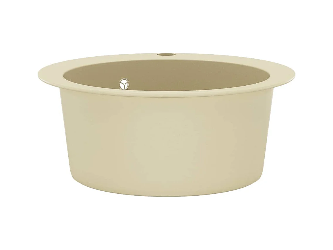 Granieten keukenspoelbak met enkele bak, rond, beige