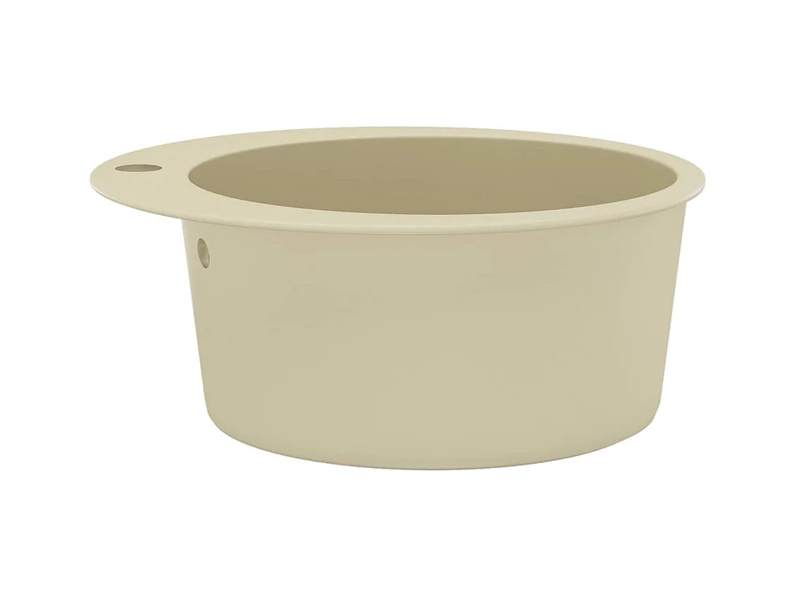 Granieten keukenspoelbak met enkele bak, rond, beige