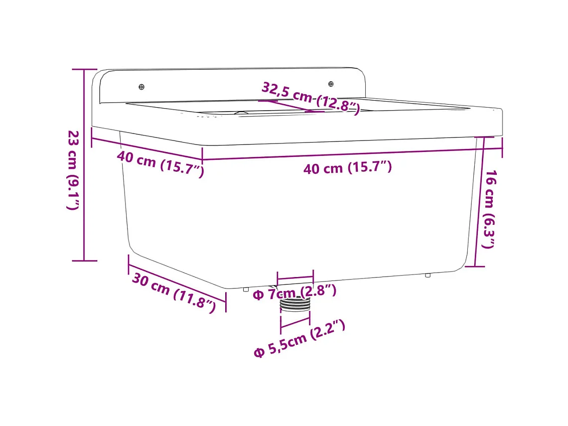 Lavabo de pared blanco 40x40x24 cm resina