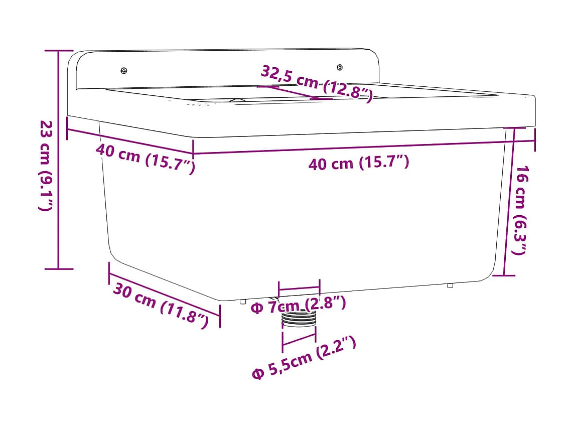 Lavabo de pared blanco 40x40x24 cm resina