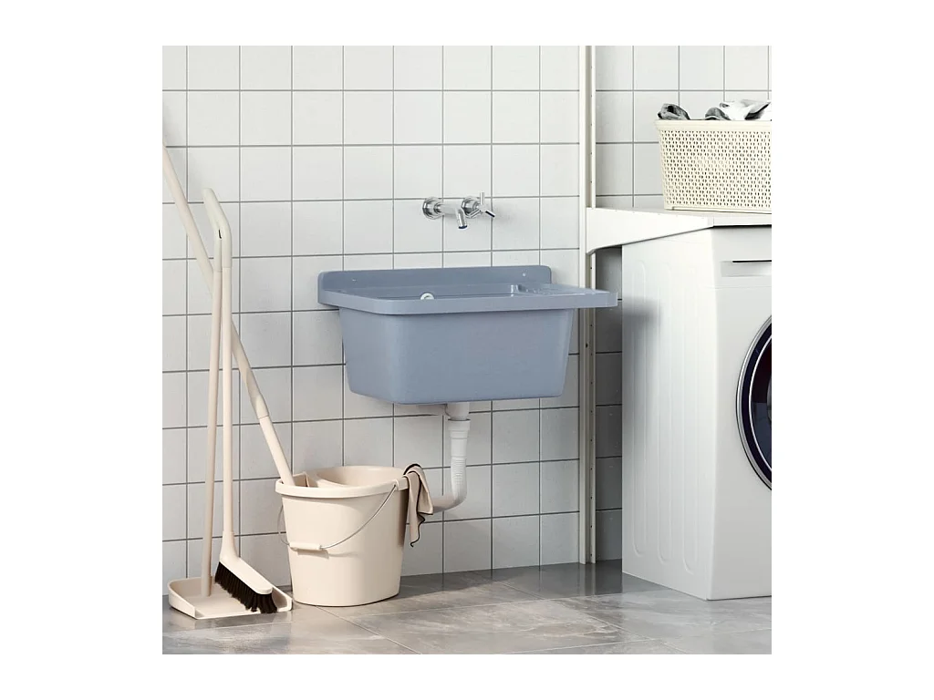 Wandwastafel, grijs, 60x40x28 cm, hars