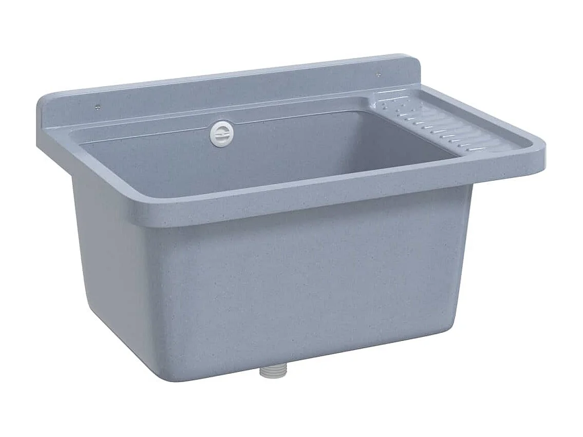 Lavabo de pared, gris, 60x40x28 cm, resina
