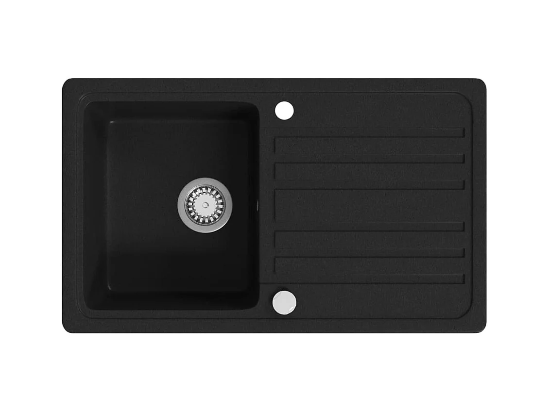 Granitspüle mit umkehrbarer Abtropffläche Schwarz