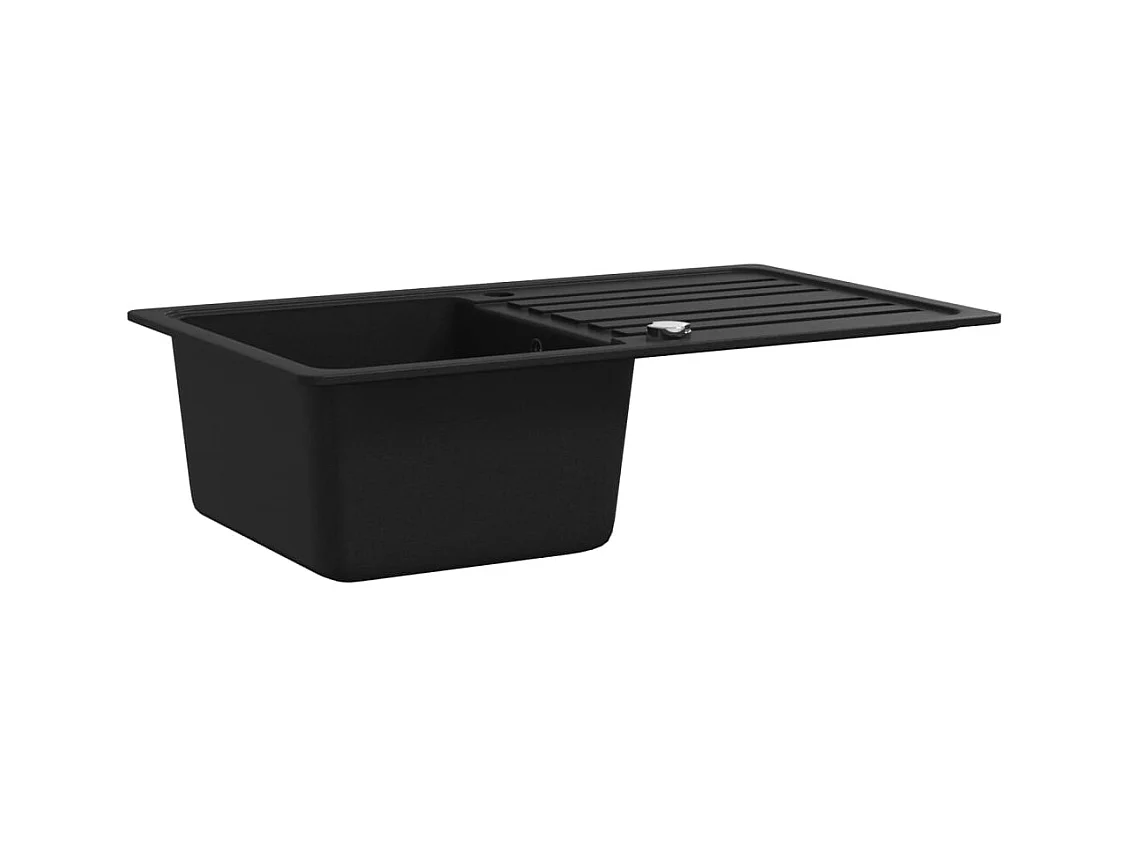 Granitspüle mit umkehrbarer Abtropffläche Schwarz