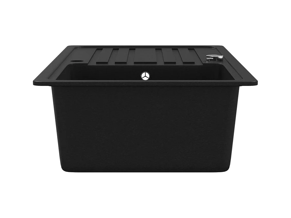 Granitspüle mit umkehrbarer Abtropffläche Schwarz