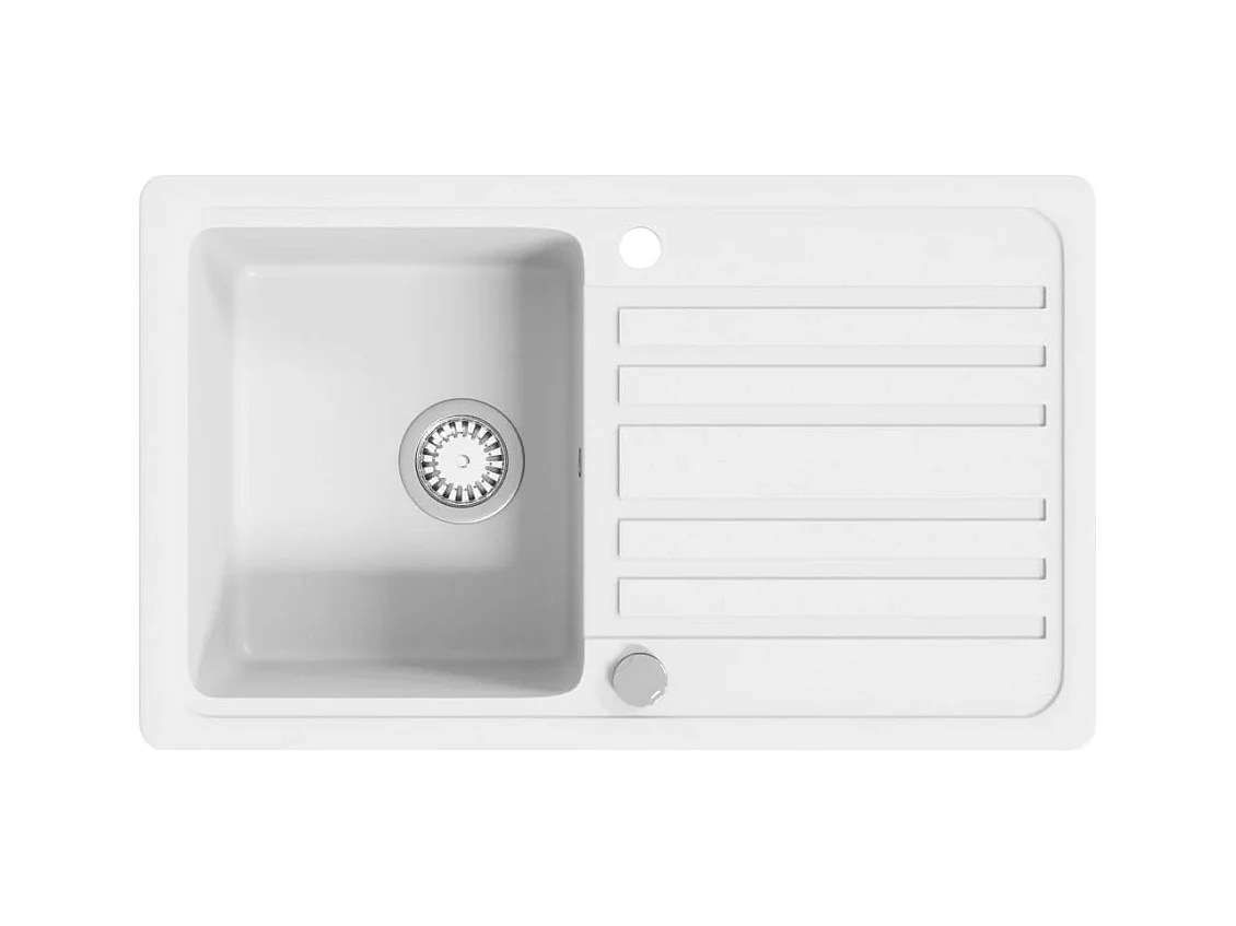 Fregadero de cocina reversible de granito crema de un seno con escurridor