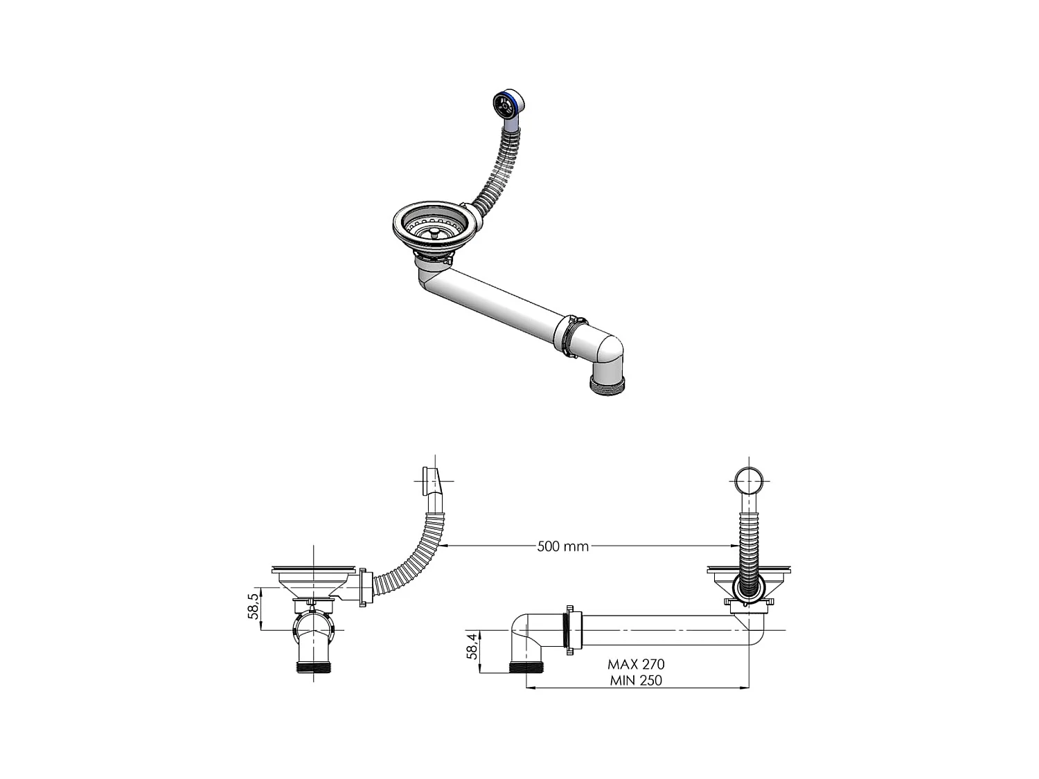 Fregadero de cocina reversible de granito crema de un seno con escurridor