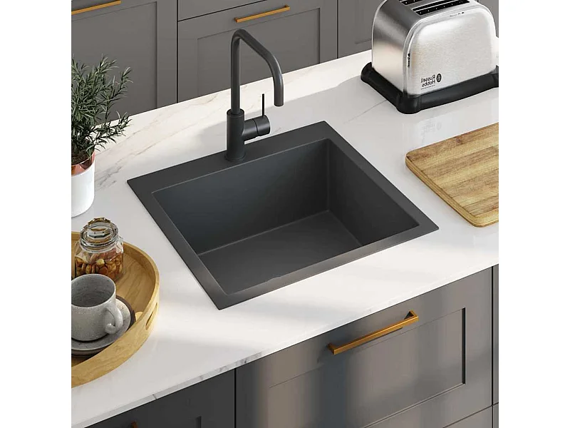 Handgefertigte schwarze Küchenspüle aus Edelstahl