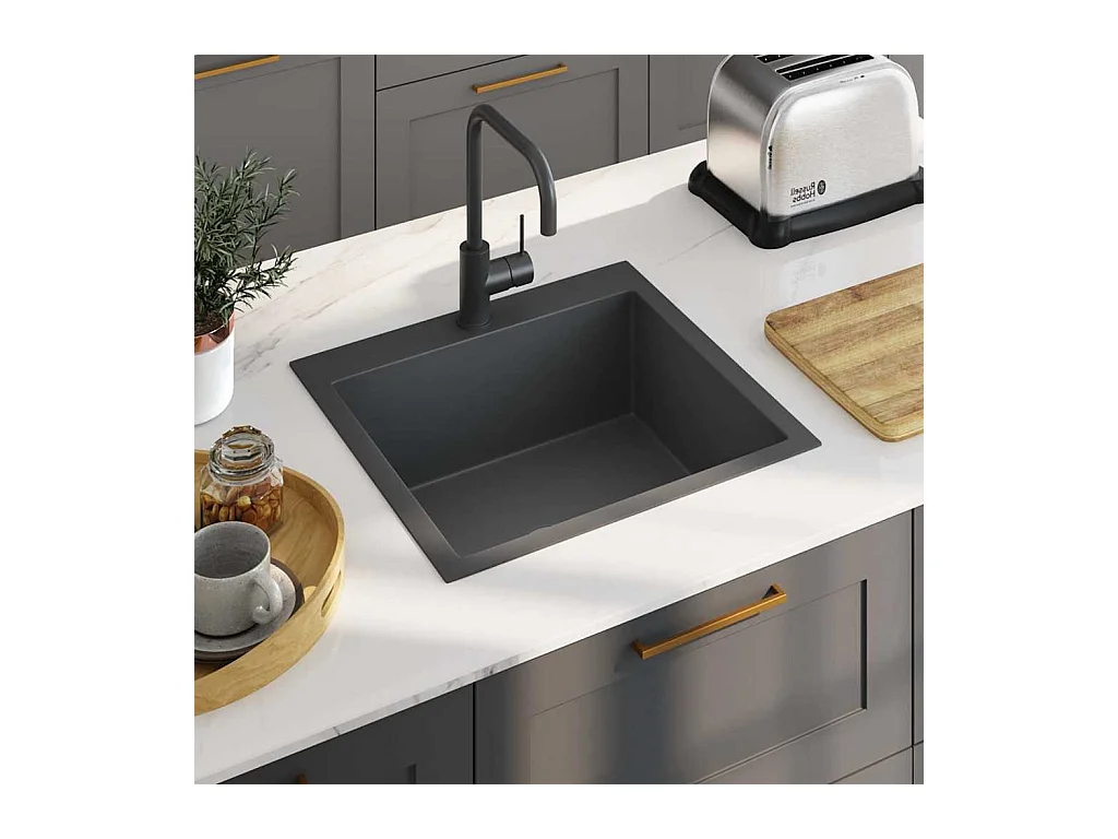 Handgefertigte schwarze Küchenspüle aus Edelstahl