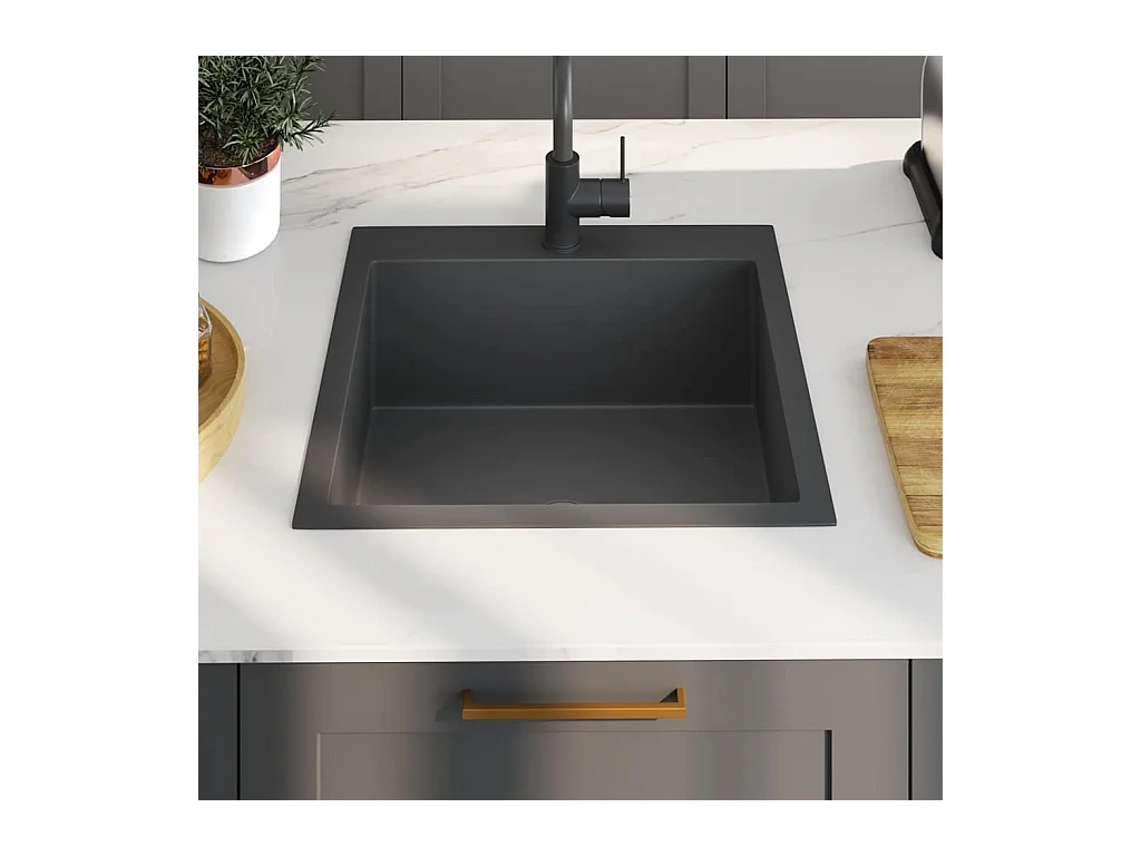 Handgefertigte schwarze Küchenspüle aus Edelstahl